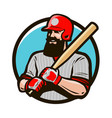 baseball player in helmet holding bat vector image