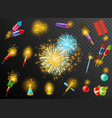 firework crackers pyrotechnic dark background vector image