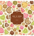 colorful cookies frame seamless pattern background vector image
