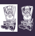 hot party girl monochrome emblem vector image vector image