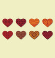 set of ethnic hearts with decorative geometric vector image