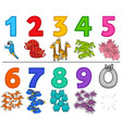 educational cartoon numbers set with animals vector image