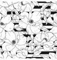 doodle line art peony flower bouquet on black vector image vector image