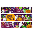 halloween banner with sweets dessert and cookies vector image