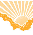 sun with clouds nature yellow background vector image