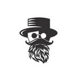 face of an old man with glasses a black hat vector image vector image