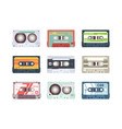 audio cassettes retro 90s record stereo tape vector image