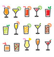 cocktails popular alcohot drinks icons vector image