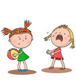 two little girls quarrel over a toy vector image