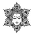 buddha face over ornate mandala round pattern vector image