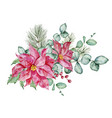 watercolor christmas floral bouquet vector image