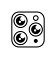 triple camera simple icon on a white isolated vector image