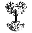 abstract heart tree silhouette vector image