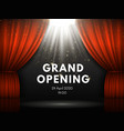 grand opening poster with red curtains at theater vector image