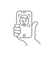 hand holding a smartphone vertical position self vector image