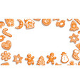 christmas background cute gingerbread cookies vector image