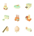 factory icons set cartoon style vector image