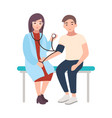 female doctor or medical adviser sits hospital vector image vector image