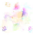 watercolor and cat paw print on white paper vector image