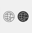 hand with globe icon black vector image