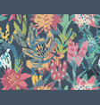 seamless pattern with flowers and hand vector image