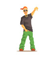 rapper man dressed in rappers style clothing vector image vector image