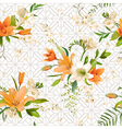 spring lily flowers backgrounds - seamless pattern vector image