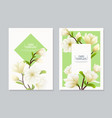realistic magnolia flower banner set vector image