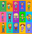 decorative pattern design with kids characters vector image