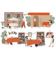 pizzeria or restaurant terraces with clients vector image vector image