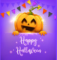 cartoon halloween pumpkin character with garland vector image vector image