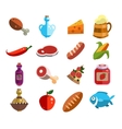 set of food icons in flat design vector image