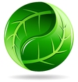 yin yang symbol in a leaf design vector image vector image