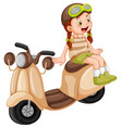 a motorcycle with girl cartoon vector image