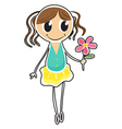 a young girl holding flower vector image