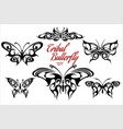 set of symmetric butterfly tattoos vector image
