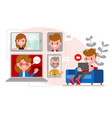 relaxed man sitting on sofa chatting with his vector image
