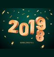 wooden 2019 for merry christmas and new year vector image vector image