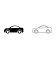 car side view outline set two black and white vector image