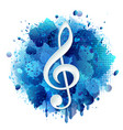 white treble clef on blue spray paint vector image vector image