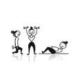 girls doing sport exercises sketch for your vector image
