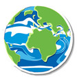 earth globe cartoon sticker on white background vector image vector image