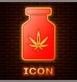 glowing neon medical bottle with marijuana vector image