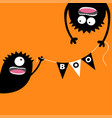 happy halloween two screaming monster head vector image