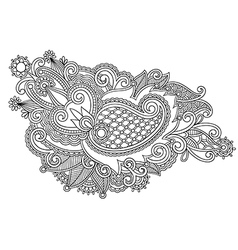 Hand draw black and white line art ornate flower Vector Image