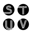 capital letters s t u v in a black circle vector image