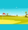 golf field flag green grass tree outdoor sport vector image
