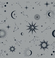 magic seamless pattern with constellations vector image vector image