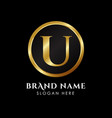 luxury letter u logo template in gold color royal vector image vector image
