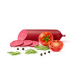 sausages composition realistic salami smoked vector image